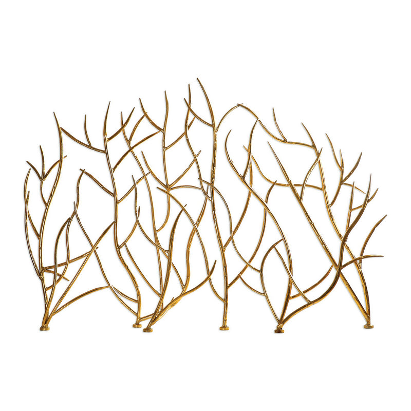 Uttermost 18796 Fireplace Screen, Bright Gold Leaf