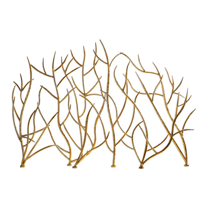 Uttermost 18796 Fireplace Screen, Bright Gold Leaf