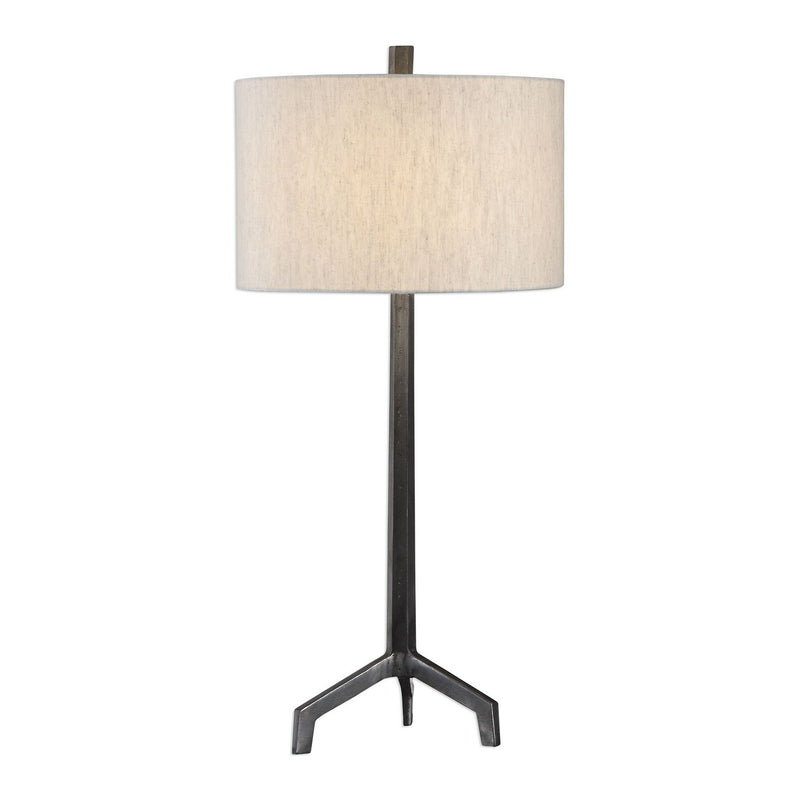 Uttermost 27557-1 One Light Table Lamp, Raw Steel And Burnished Distressing