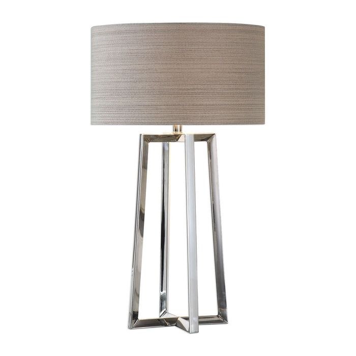 Uttermost 27573-1 One Light Table Lamp, Polished Stainless Steel