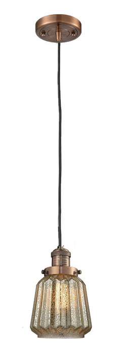 Innovations 201C-AC-G146 One Light Mini Pendant, Antique Copper