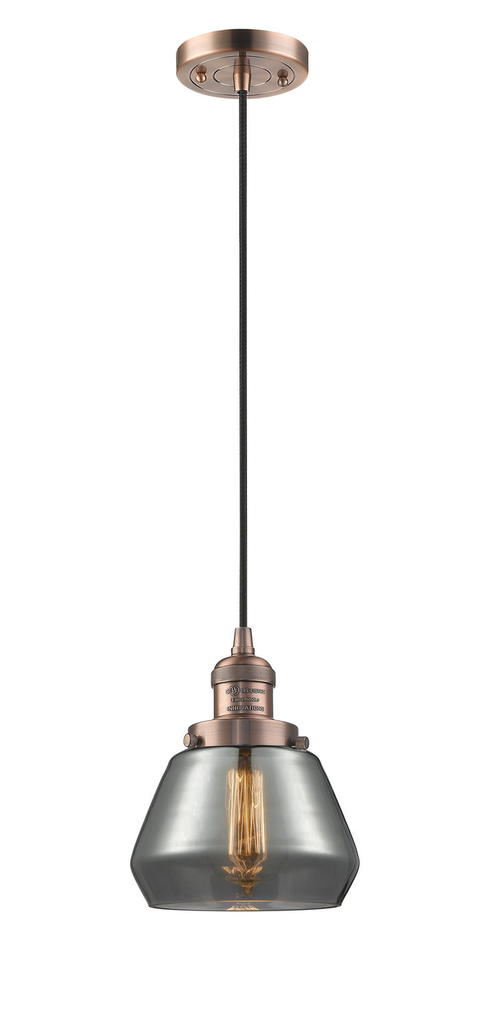 Innovations 201C-AC-G173 One Light Mini Pendant, Antique Copper