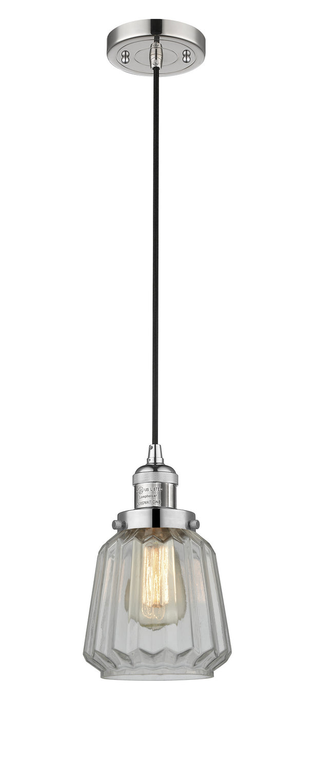 Innovations 201C-PN-G142 One Light Mini Pendant, Polished Nickel
