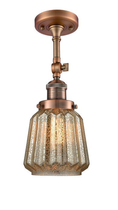 Innovations 201F-AC-G146 One Light Semi-Flush Mount, Antique Copper