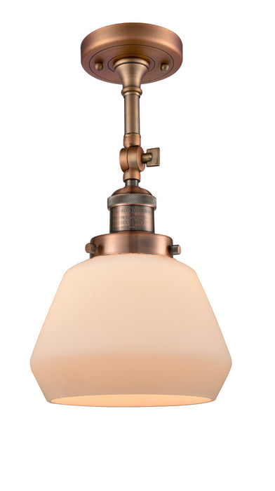 Innovations 201F-AC-G171 One Light Semi-Flush Mount, Antique Copper