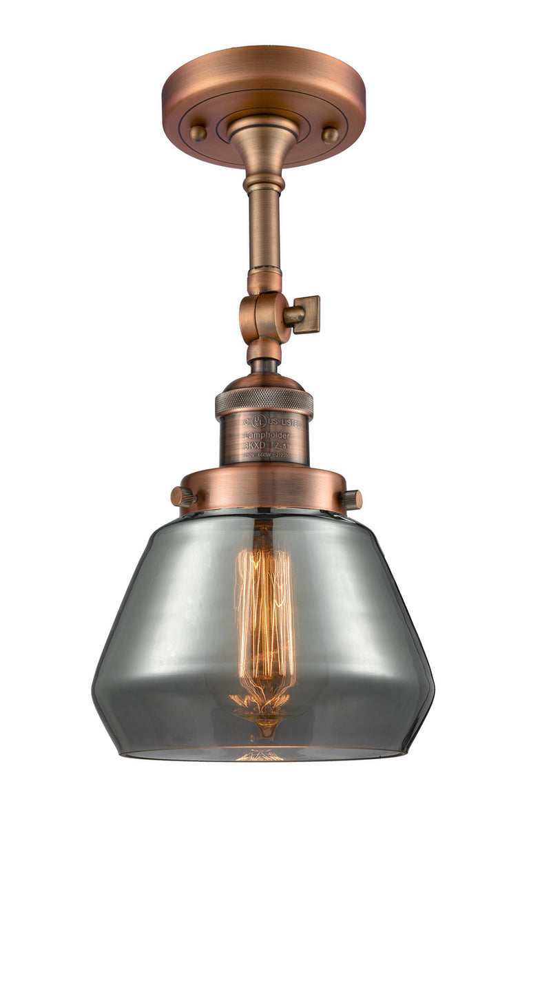 Innovations 201F-AC-G173 One Light Semi-Flush Mount, Antique Copper