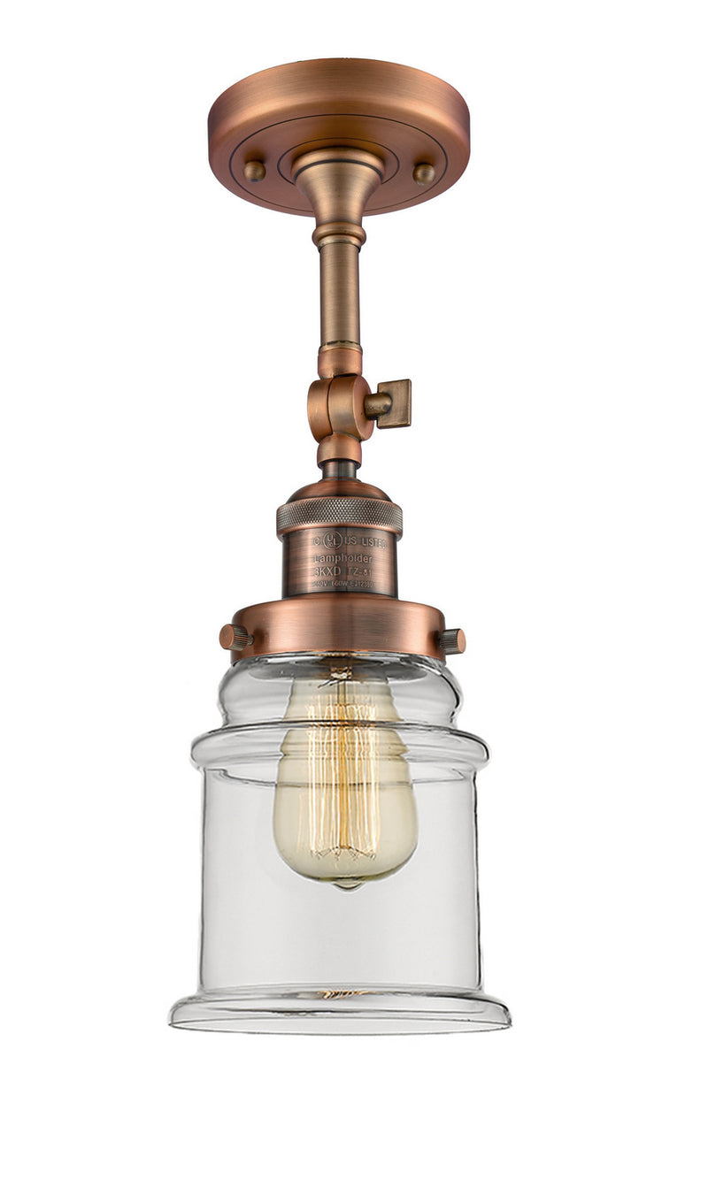 Innovations 201F-AC-G182 One Light Semi-Flush Mount, Antique Copper
