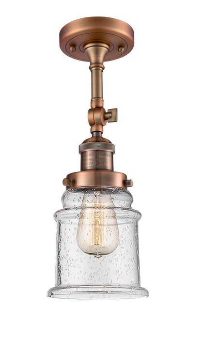 Innovations 201F-AC-G184 One Light Semi-Flush Mount, Antique Copper