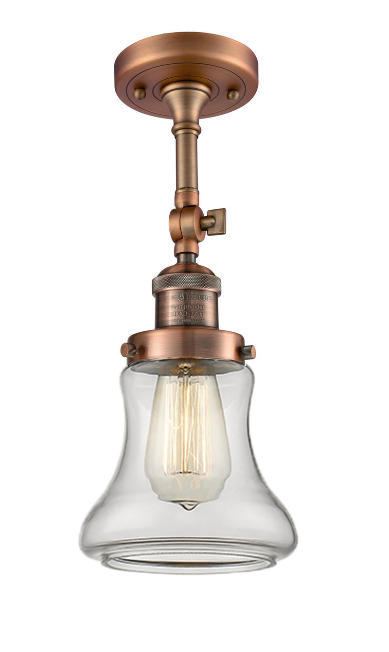 Innovations 201F-AC-G192 One Light Semi-Flush Mount, Antique Copper