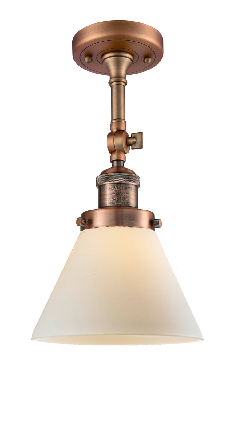 Innovations 201F-AC-G41 One Light Semi-Flush Mount, Antique Copper