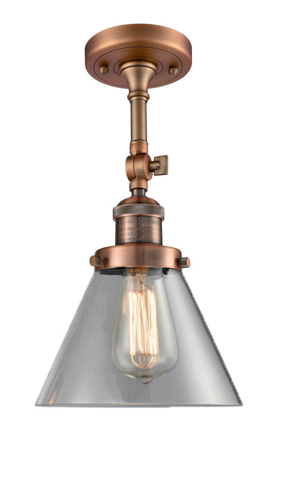 Innovations 201F-AC-G42 One Light Semi-Flush Mount, Antique Copper
