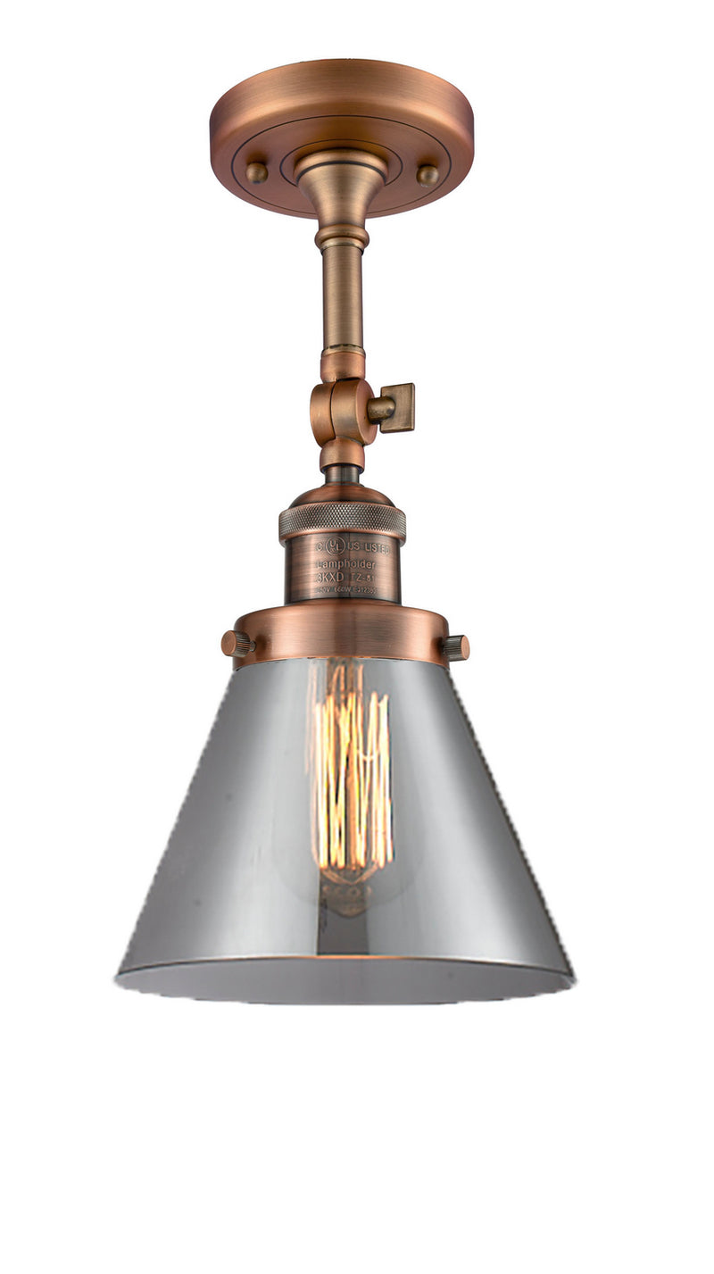 Innovations 201F-AC-G43 One Light Semi-Flush Mount, Antique Copper