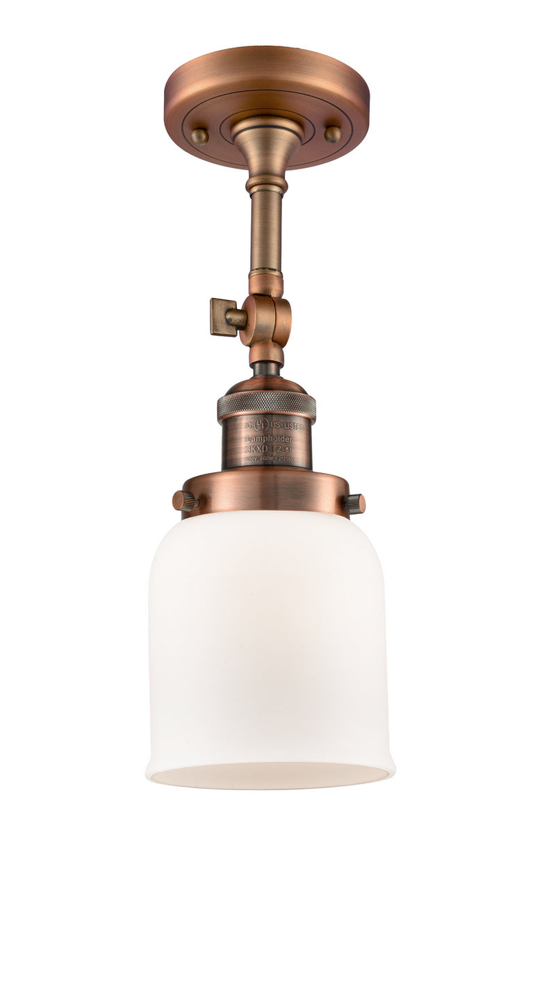 Innovations 201F-AC-G51 One Light Semi-Flush Mount, Antique Copper