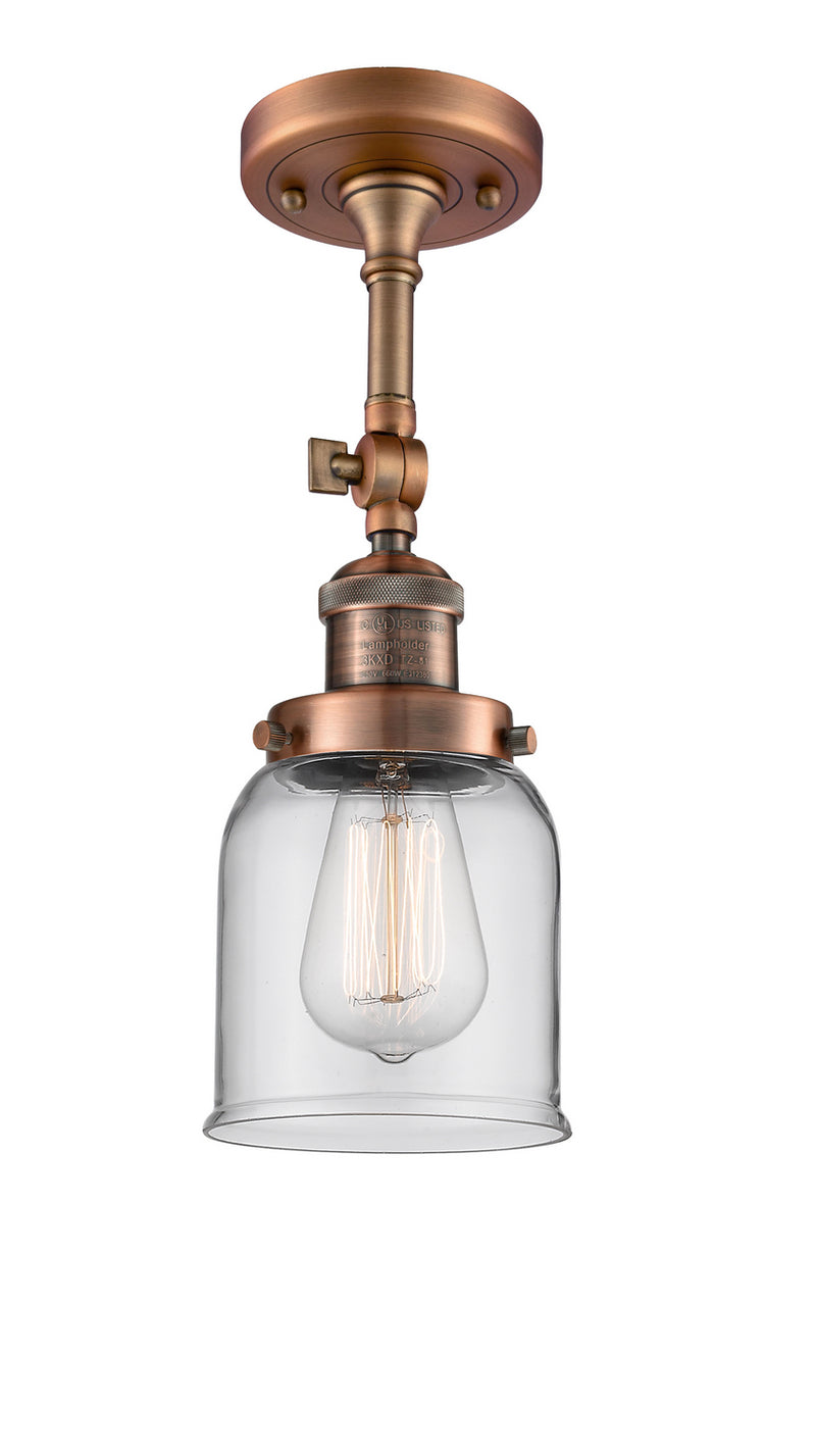 Innovations 201F-AC-G52 One Light Semi-Flush Mount, Antique Copper