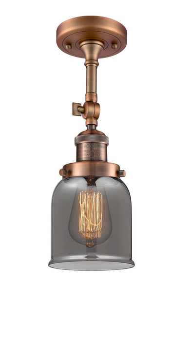 Innovations 201F-AC-G53 One Light Semi-Flush Mount, Antique Copper