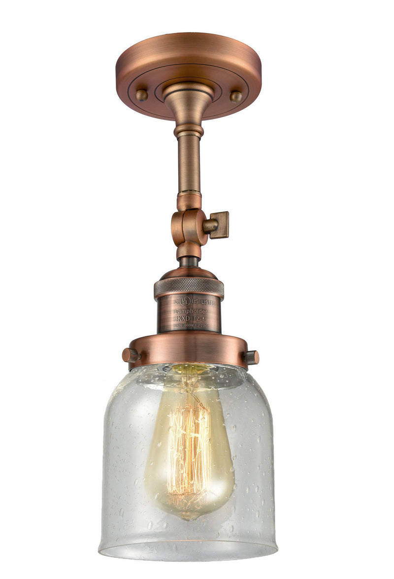Innovations 201F-AC-G54 One Light Semi-Flush Mount, Antique Copper