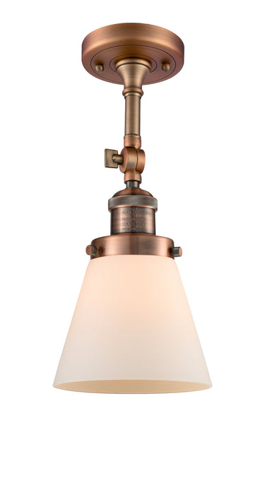 Innovations 201F-AC-G61 One Light Semi-Flush Mount, Antique Copper
