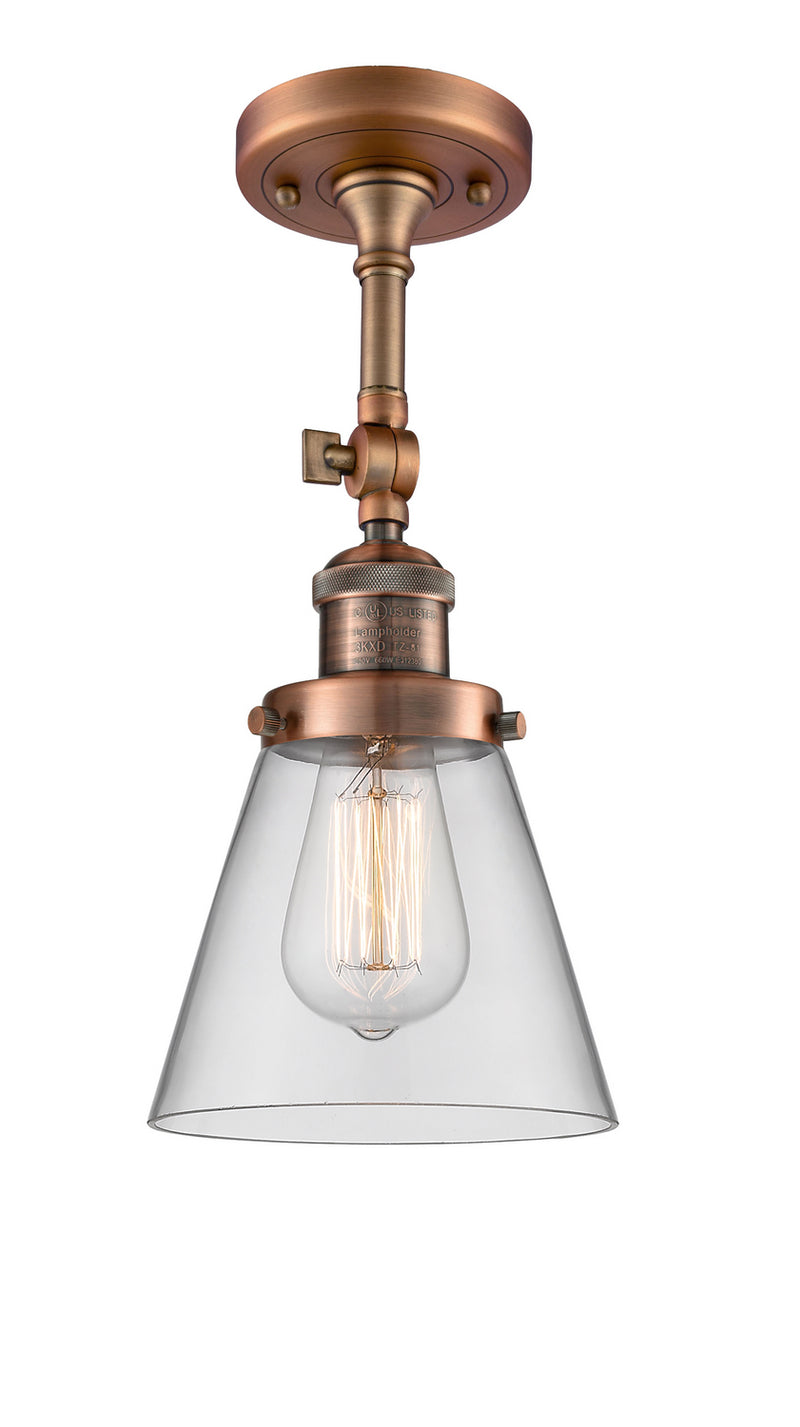 Innovations 201F-AC-G62 One Light Semi-Flush Mount, Antique Copper