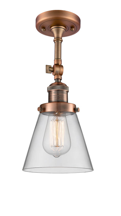 Innovations 201F-AC-G62 One Light Semi-Flush Mount, Antique Copper