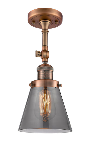 Innovations 201F-AC-G63 One Light Semi-Flush Mount, Antique Copper