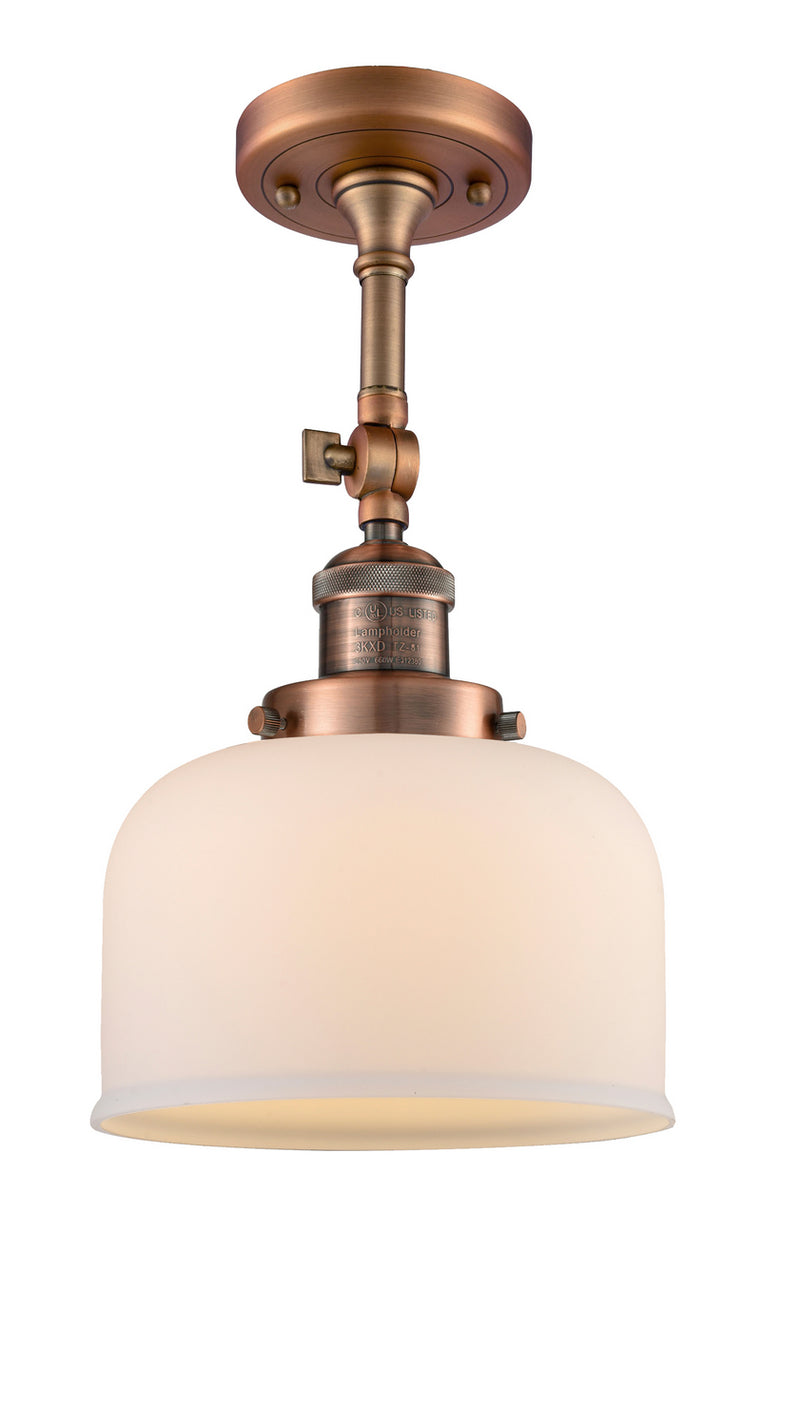 Innovations 201F-AC-G71 One Light Semi-Flush Mount, Antique Copper