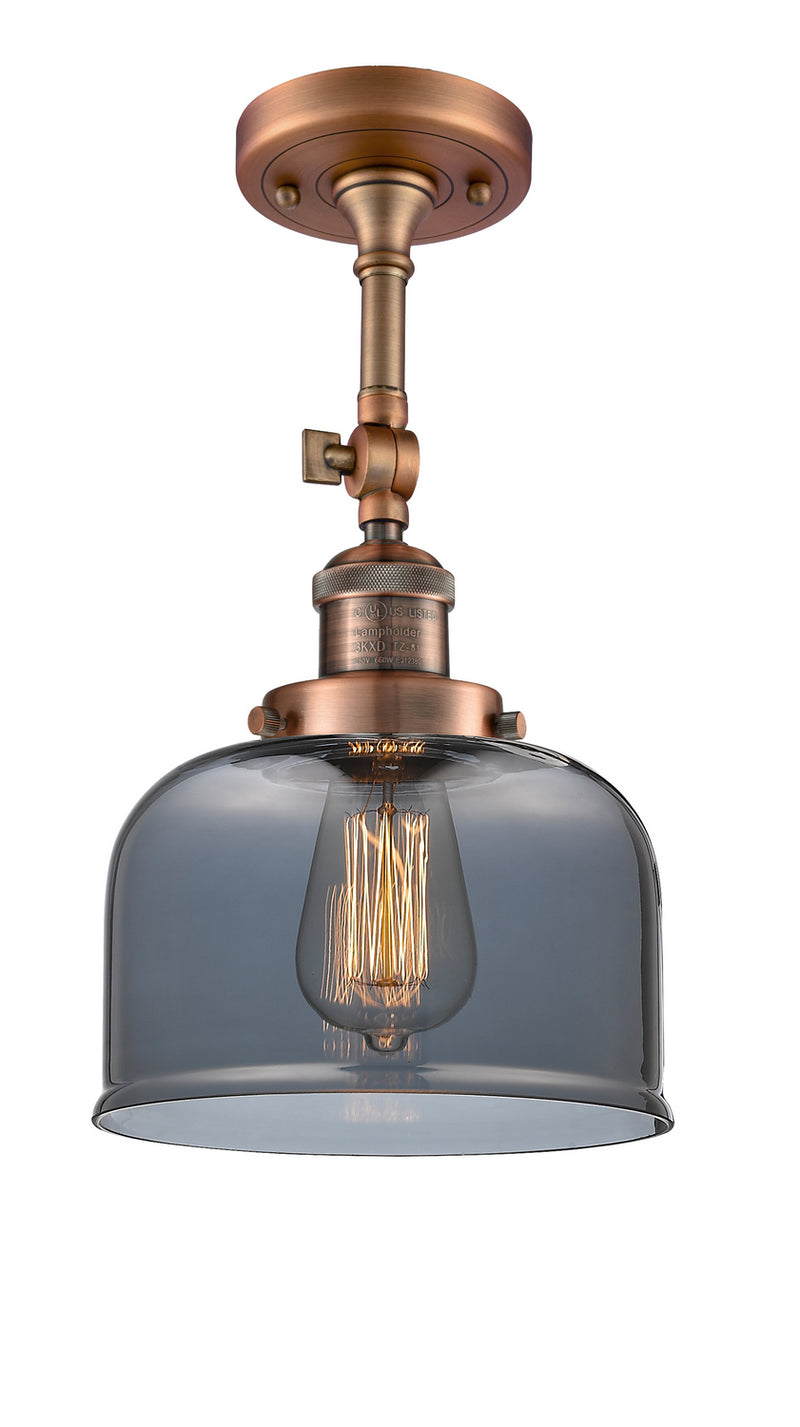 Innovations 201F-AC-G73 One Light Semi-Flush Mount, Antique Copper