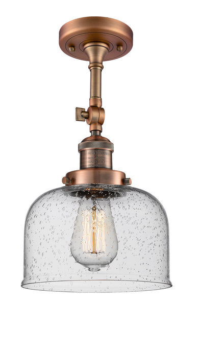 Innovations 201F-AC-G74 One Light Semi-Flush Mount, Antique Copper