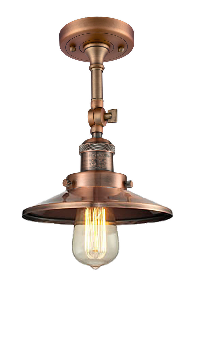 Innovations 201F-AC-M3 One Light Semi-Flush Mount, Antique Copper