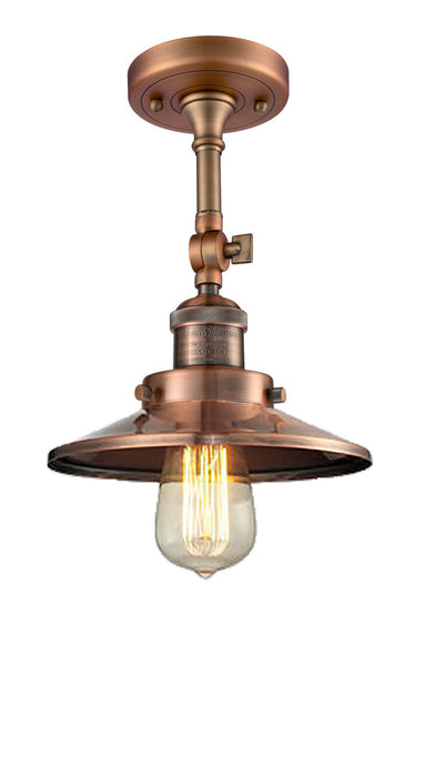 Innovations 201F-AC-M3 One Light Semi-Flush Mount, Antique Copper