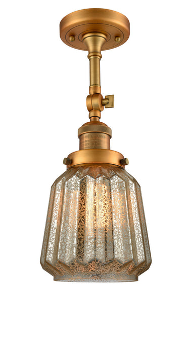 Innovations 201F-BB-G146 One Light Semi-Flush Mount, Brushed Brass