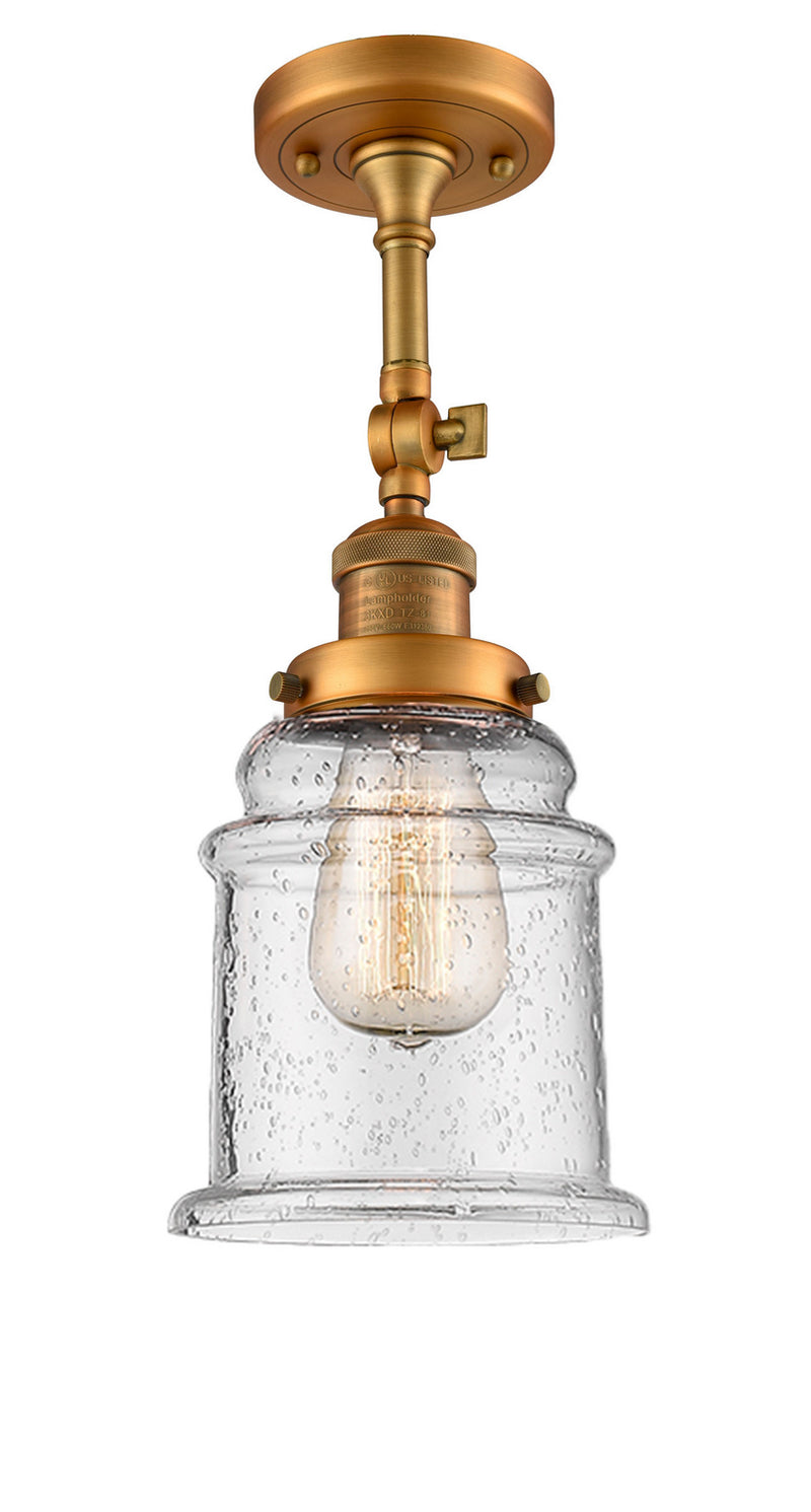 Innovations 201F-BB-G184 One Light Semi-Flush Mount, Brushed Brass