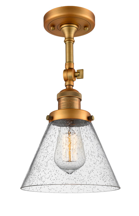 Innovations 201F-BB-G44 One Light Semi-Flush Mount, Brushed Brass