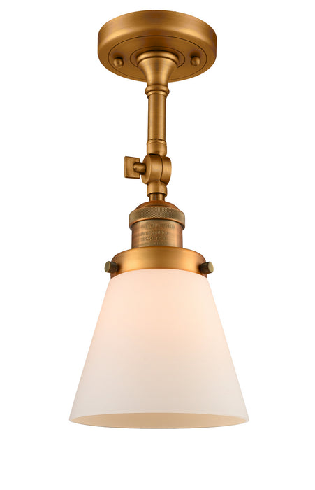 Innovations 201F-BB-G61 One Light Semi-Flush Mount, Brushed Brass