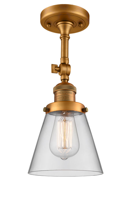Innovations 201F-BB-G62 One Light Semi-Flush Mount, Brushed Brass