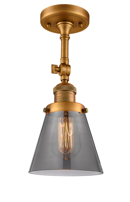 Innovations 201F-BB-G63 One Light Semi-Flush Mount, Brushed Brass