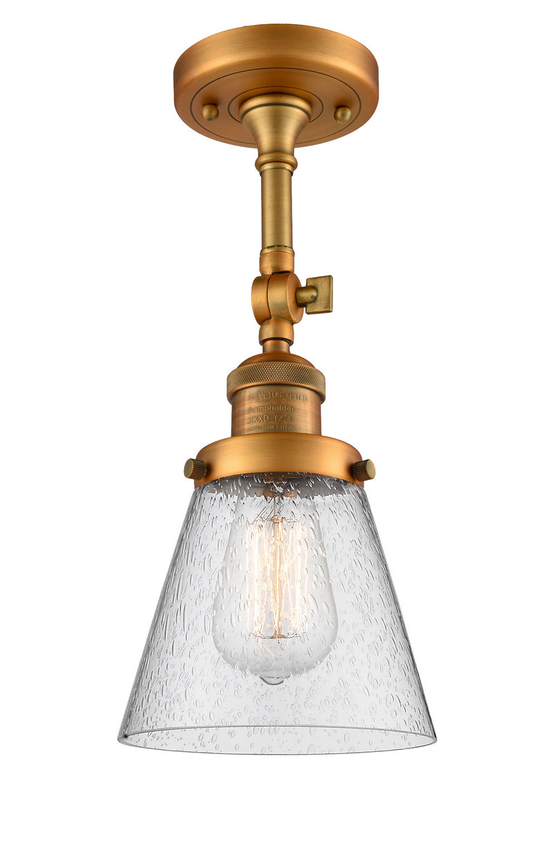 Innovations 201F-BB-G64 One Light Semi-Flush Mount, Brushed Brass