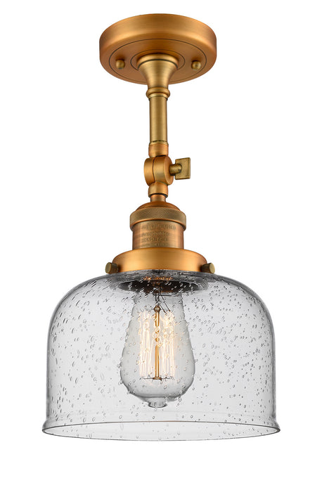 Innovations 201F-BB-G74 One Light Semi-Flush Mount, Brushed Brass
