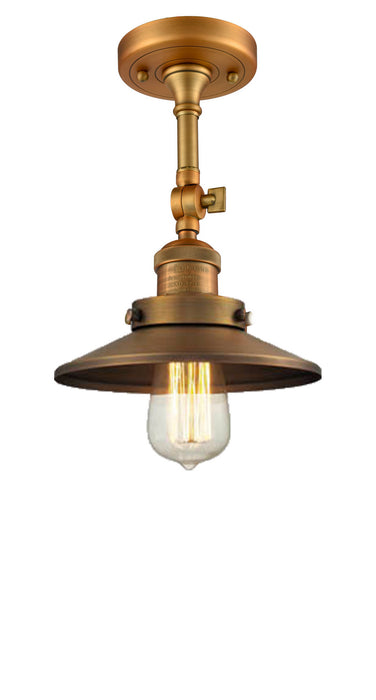 Innovations 201F-BB-M4 One Light Semi-Flush Mount, Brushed Brass