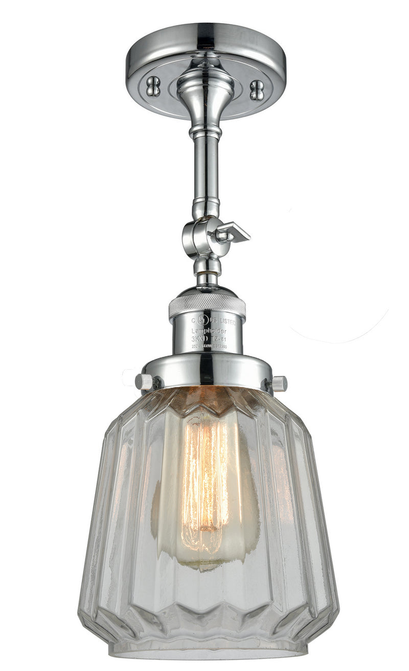 Innovations 201F-PC-G142 One Light Semi-Flush Mount, Polished Chrome