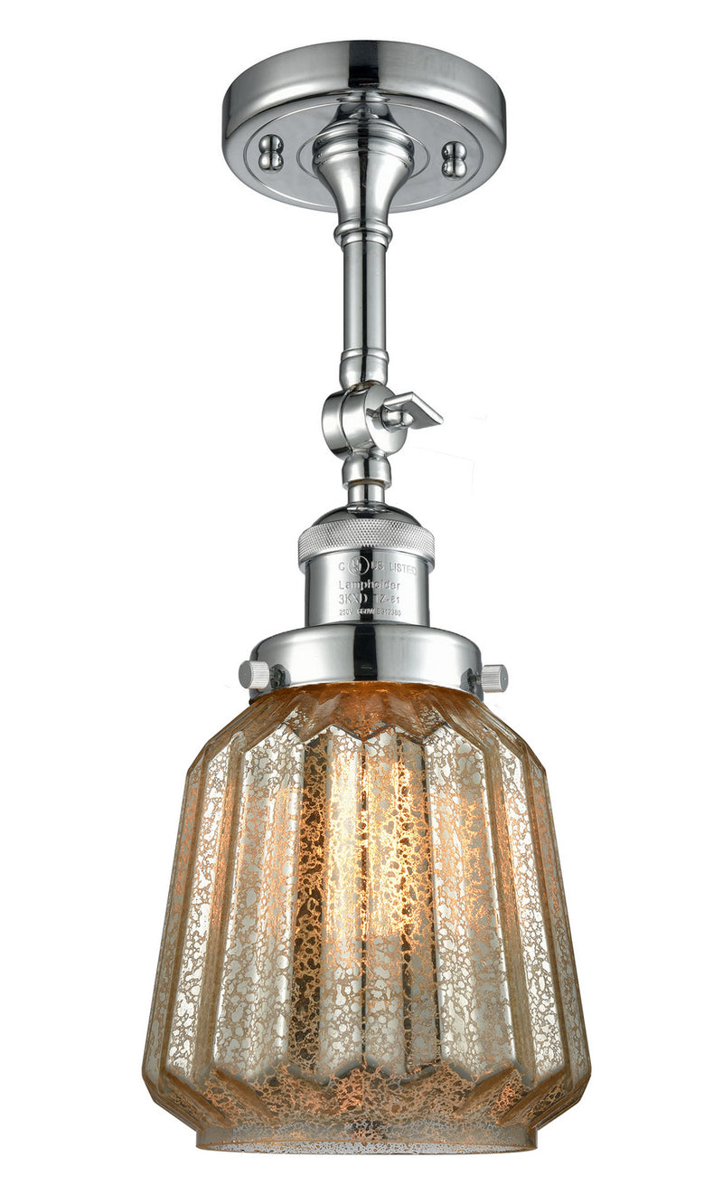 Innovations 201F-PC-G146 One Light Semi-Flush Mount, Polished Chrome