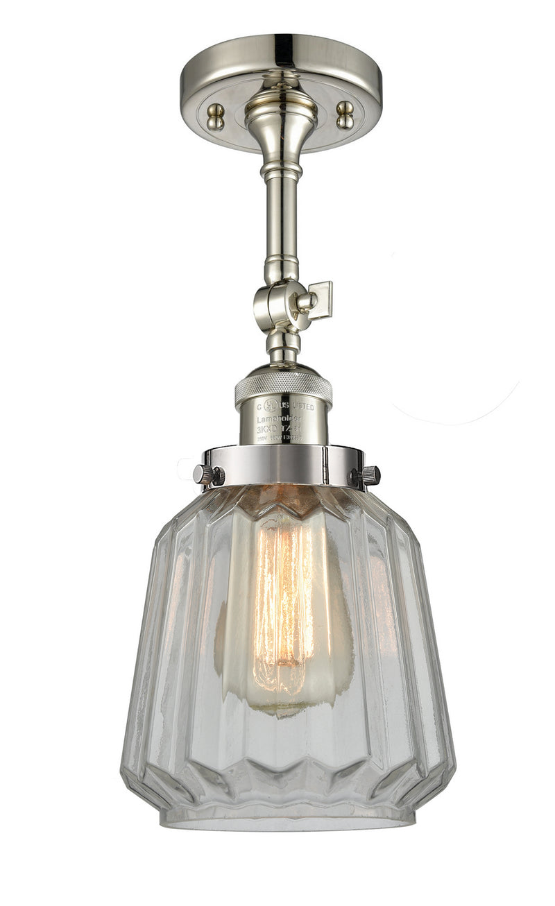 Innovations 201F-PN-G142 One Light Semi-Flush Mount, Polished Nickel