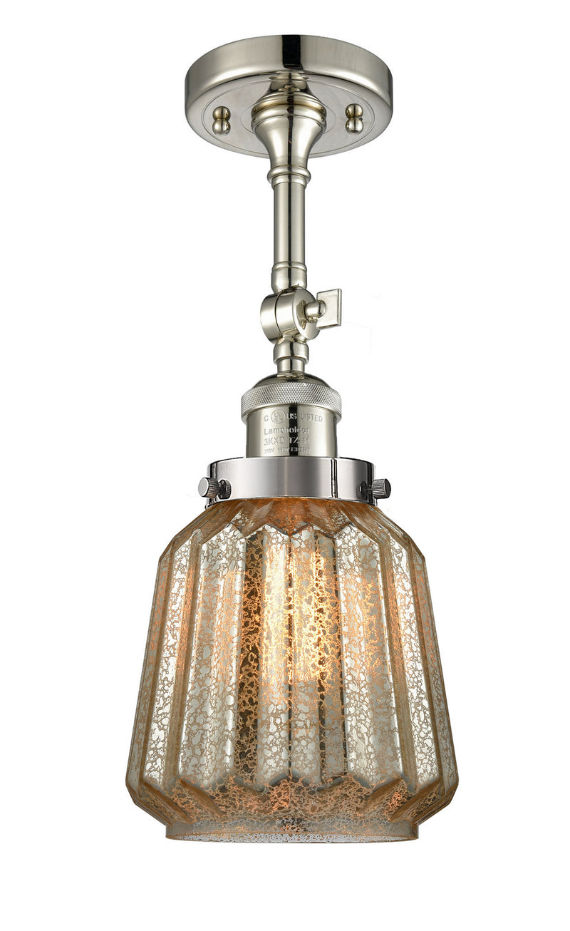 Innovations 201F-PN-G146 One Light Semi-Flush Mount, Polished Nickel