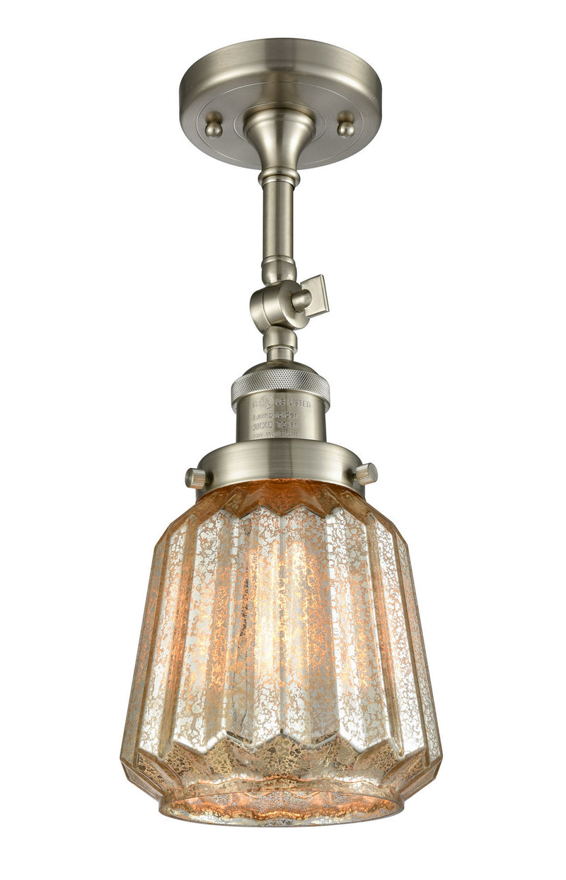 Innovations 201F-SN-G146 One Light Semi-Flush Mount, Brushed Satin Nickel