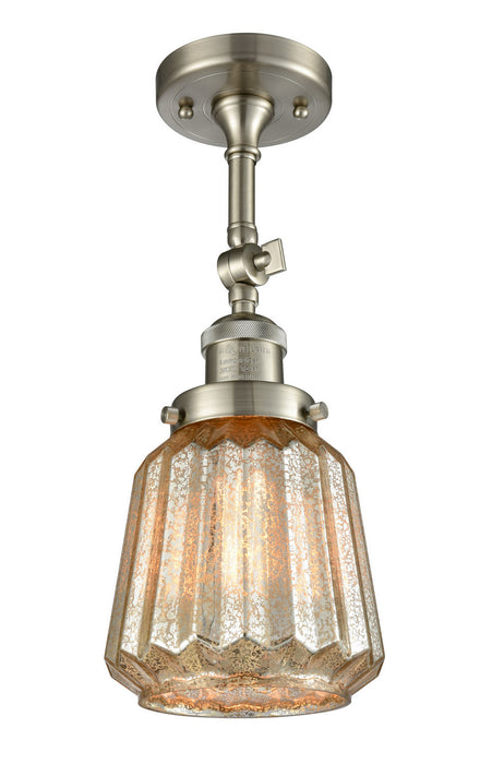 Innovations 201F-SN-G146 One Light Semi-Flush Mount, Brushed Satin Nickel