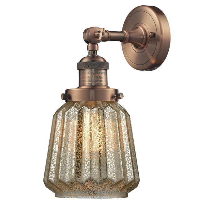 Innovations 203-AC-G146 One Light Wall Sconce, Antique Copper