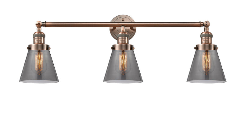 Innovations 205-AC-G63 Three Light Bath Vanity, Antique Copper