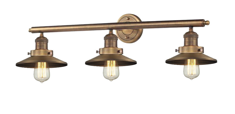 Innovations 205-BB-M4 Three Light Bath Vanity, Brushed Brass