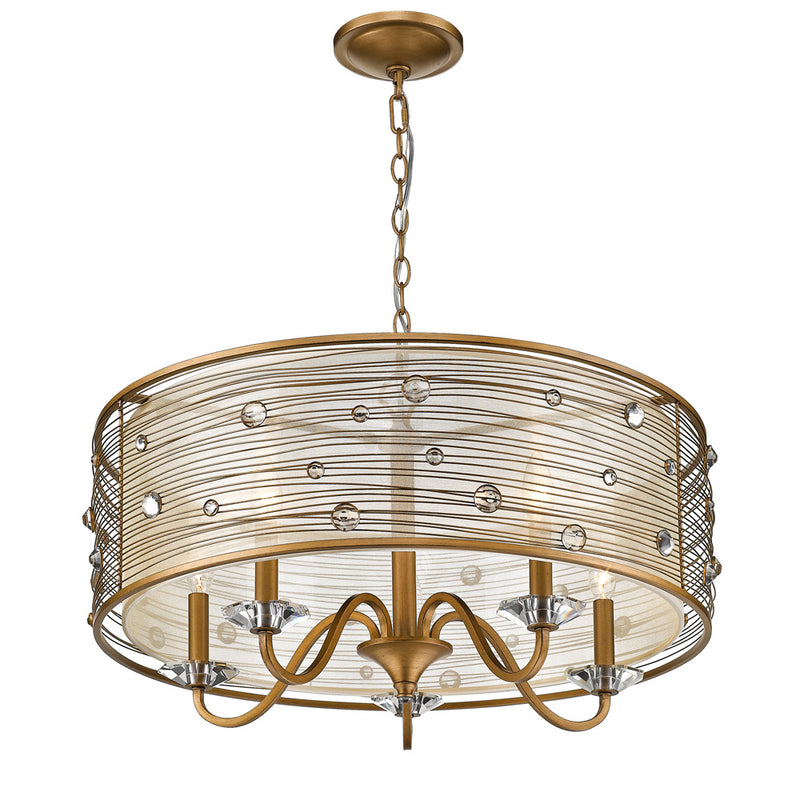 Golden 1993-5 PG Five Light Chandelier, Peruvian Gold