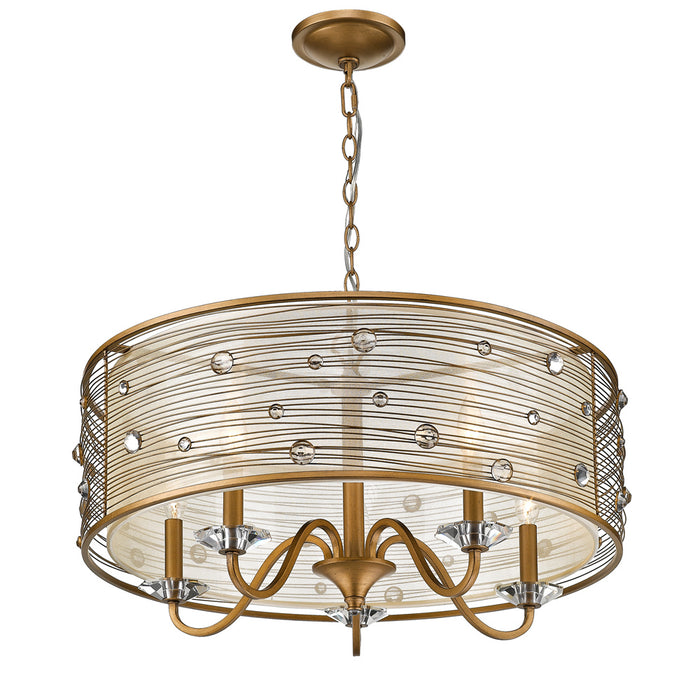 Golden 1993-5 PG Five Light Chandelier, Peruvian Gold