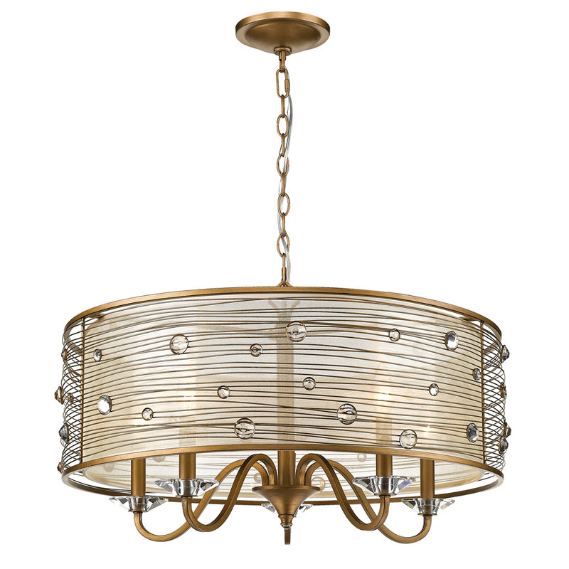 Golden 1993-5 PG Five Light Chandelier, Peruvian Gold